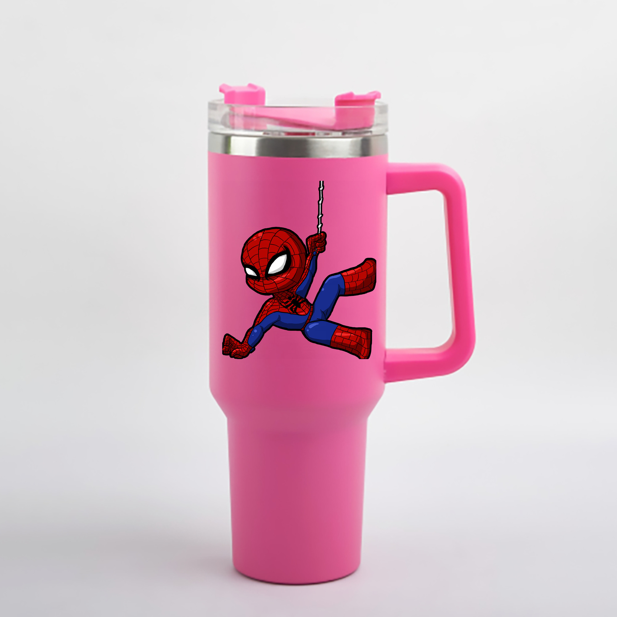 （画像用） Spider Man スパイダーマン 1200mL車用タンブラー - クリスタルステッカー（プラスチックストロー付き）